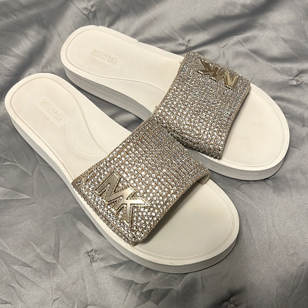 Michael Kors Women's Silver/Gold  Slide Sandals